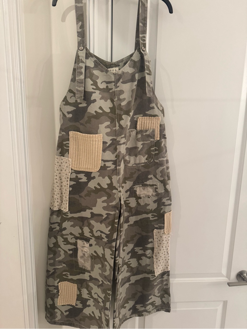 POL Camo Wide-Leg Overalls Jumpsuit - Beige & Green - Picture 3 of 5